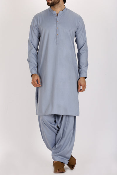 Light Blue Blended Kameez Shalwar - AL-KS-2353