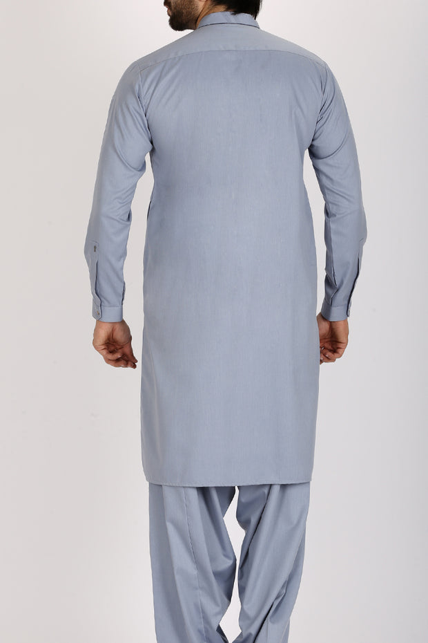 Light Blue Blended Kameez Shalwar - AL-KS-2353