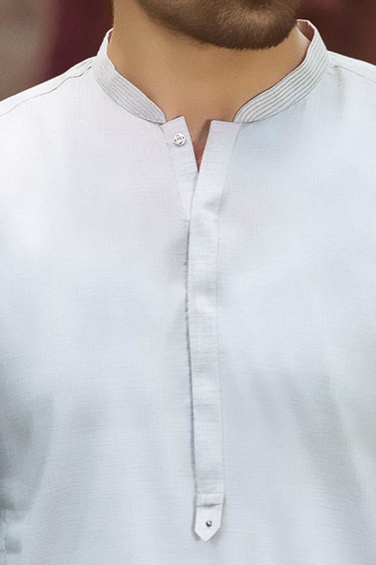 Light Grey Cotton Kameez Shalwar - AL-KS-2355