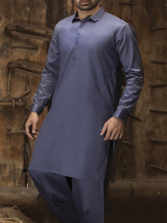 Grey Cotton Kameez Shalwar - AL-KS-2356