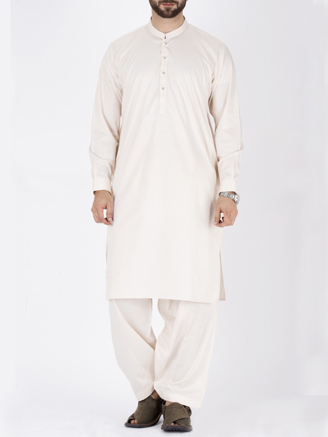 Cream Blended Kameez Shalwar - AL-KS-2362