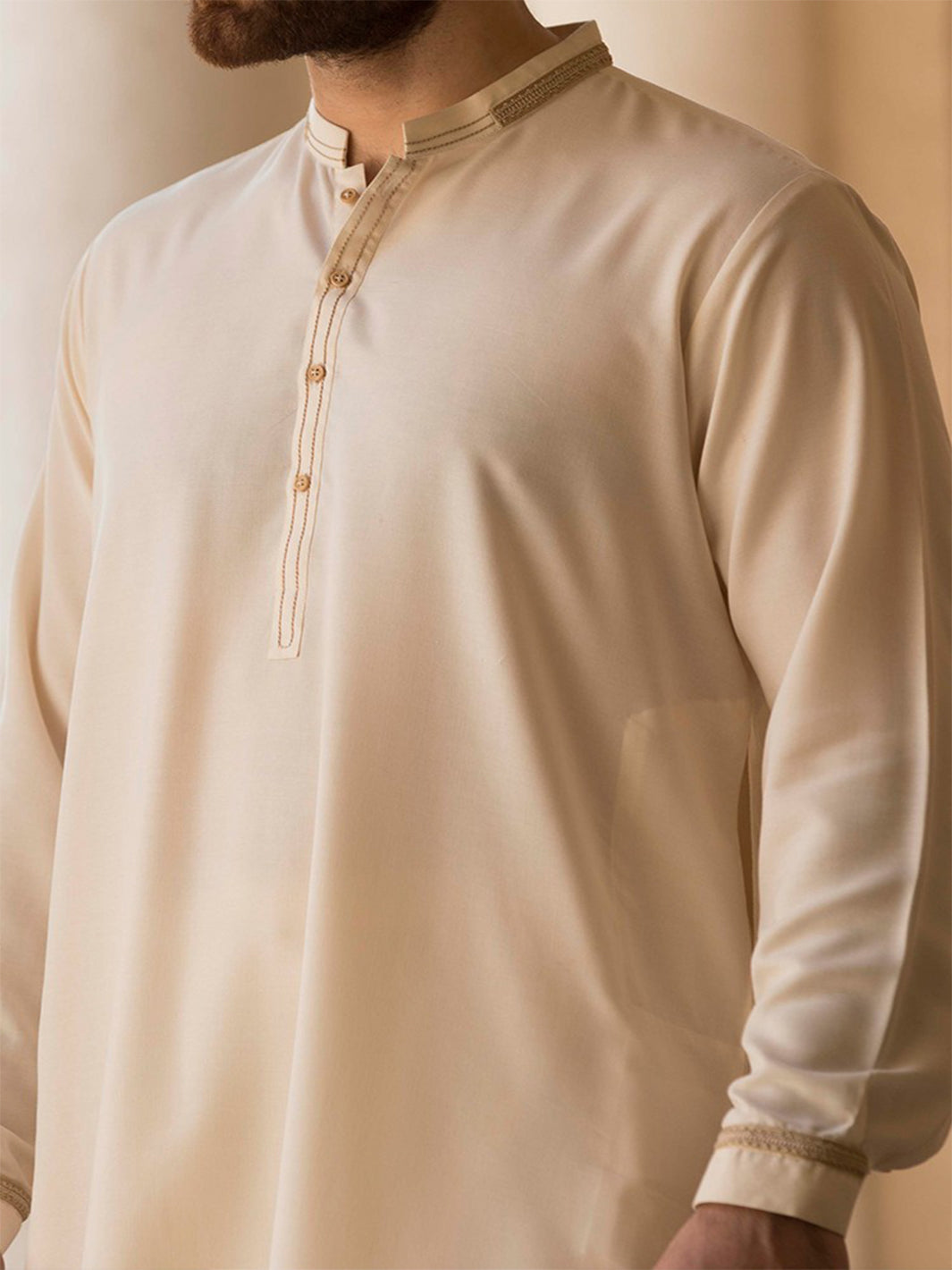 Off White Blended Kameez Shalwar - AL-KS-2367