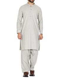 Light Grey Blended Kameez Shalwar - AL-KS-2369