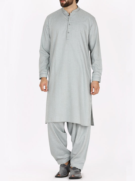 Light Grey Blended Kameez Shalwar - AL-KS-2373