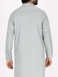 Light Grey Blended Kameez Shalwar - AL-KS-2373