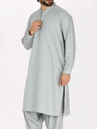 Light Grey Blended Kameez Shalwar - AL-KS-2373