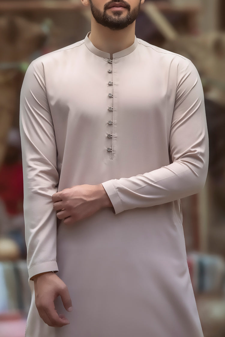 Beige Cotton Kameez Shalwar - AL-KS-2376