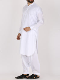 White Cotton Kameez Shalwar - AL-KS-2382