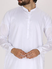 White Cotton Kameez Shalwar - AL-KS-2382