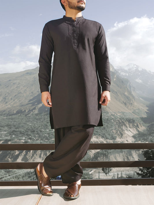 Black Blended Kameez Shalwar - AL-KS-2387