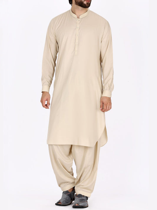 Fawn Blended Kameez Shalwar - AL-KS-2394