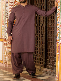 Burgundy Blended Kameez Shalwar - AL-KS-2400
