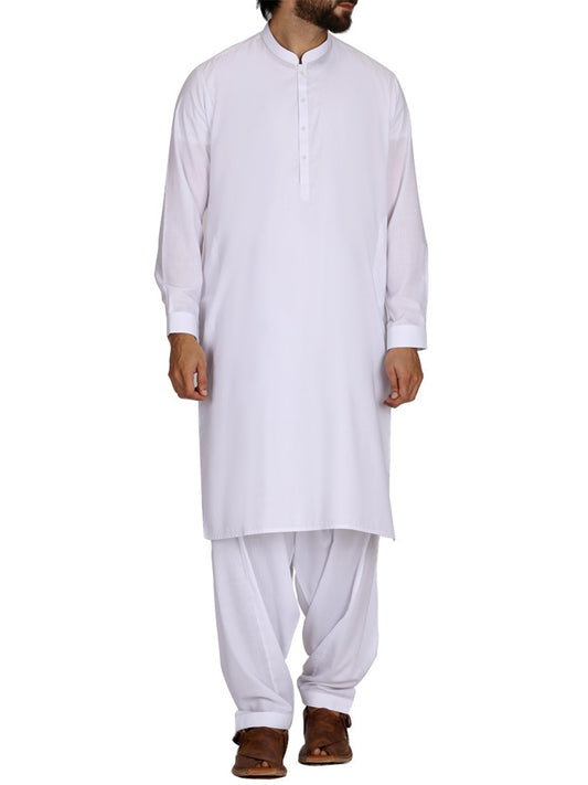 White Blended Kameez Shalwar - AL-KS-2412