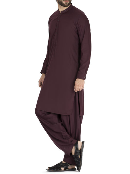 Maroon Blended Kameez Shalwar - AL-KS-2421