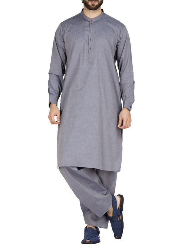 Grey Cotton Kameez Shalwar - AL-KS-2431