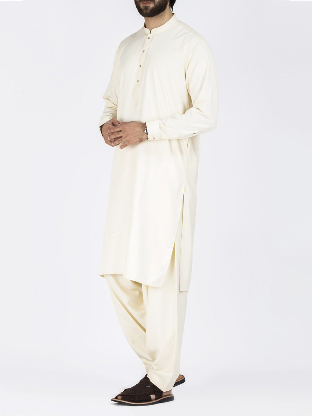 Cream Blended Kameez Shalwar - AL-KS-2447