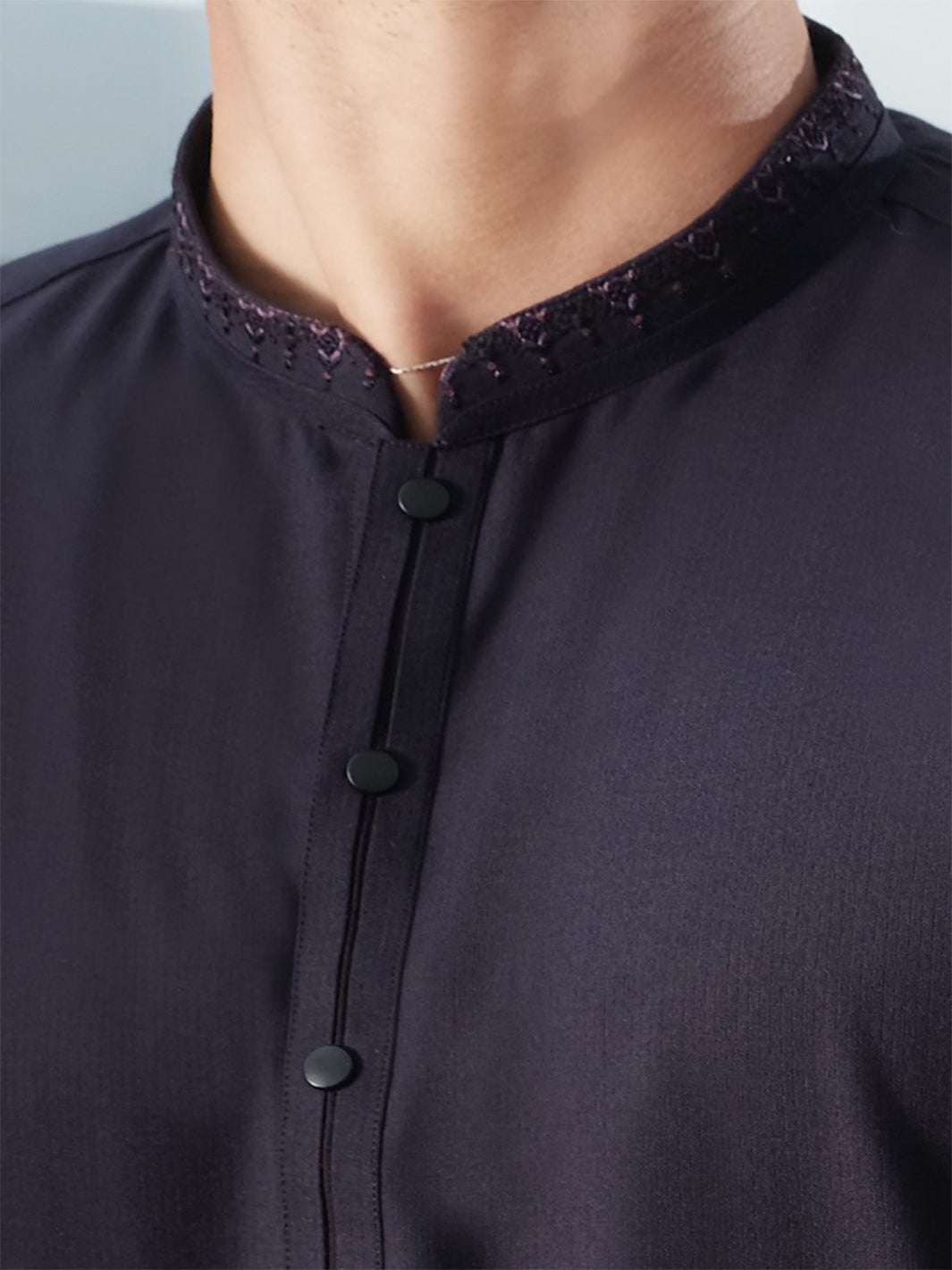 Navy Blue Blended Kameez Shalwar - AL-KS-2450
