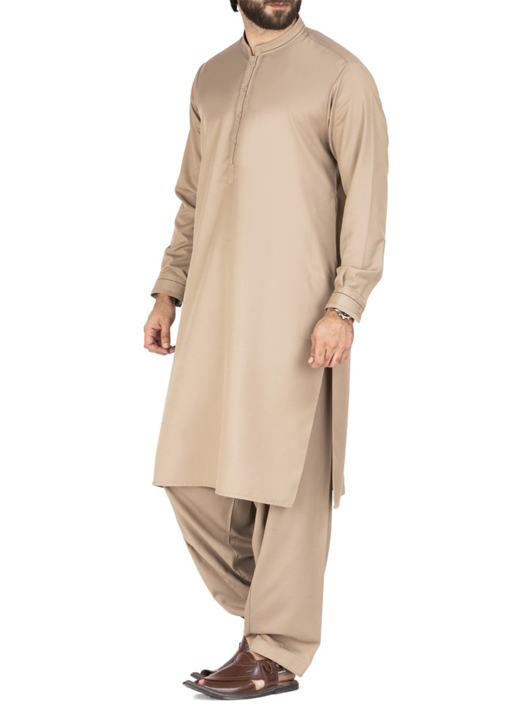 Fawn Blended Kameez Shalwar - AL-KS-2451