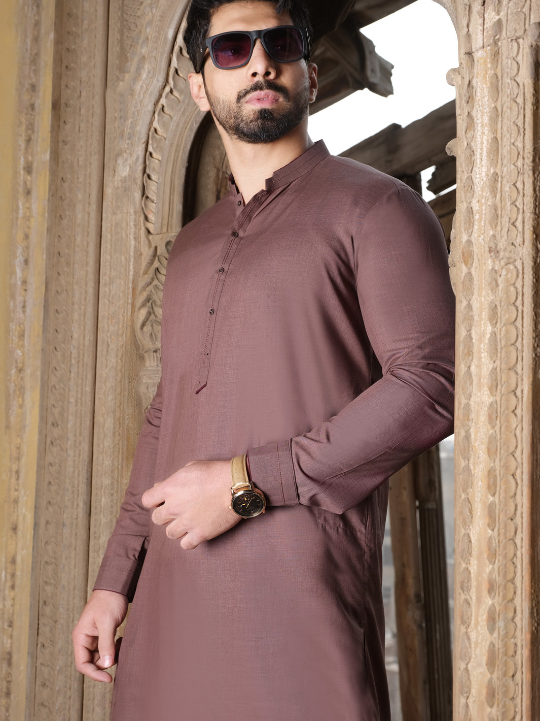 Brown Blended Kameez Shalwar - AL-KS-2514