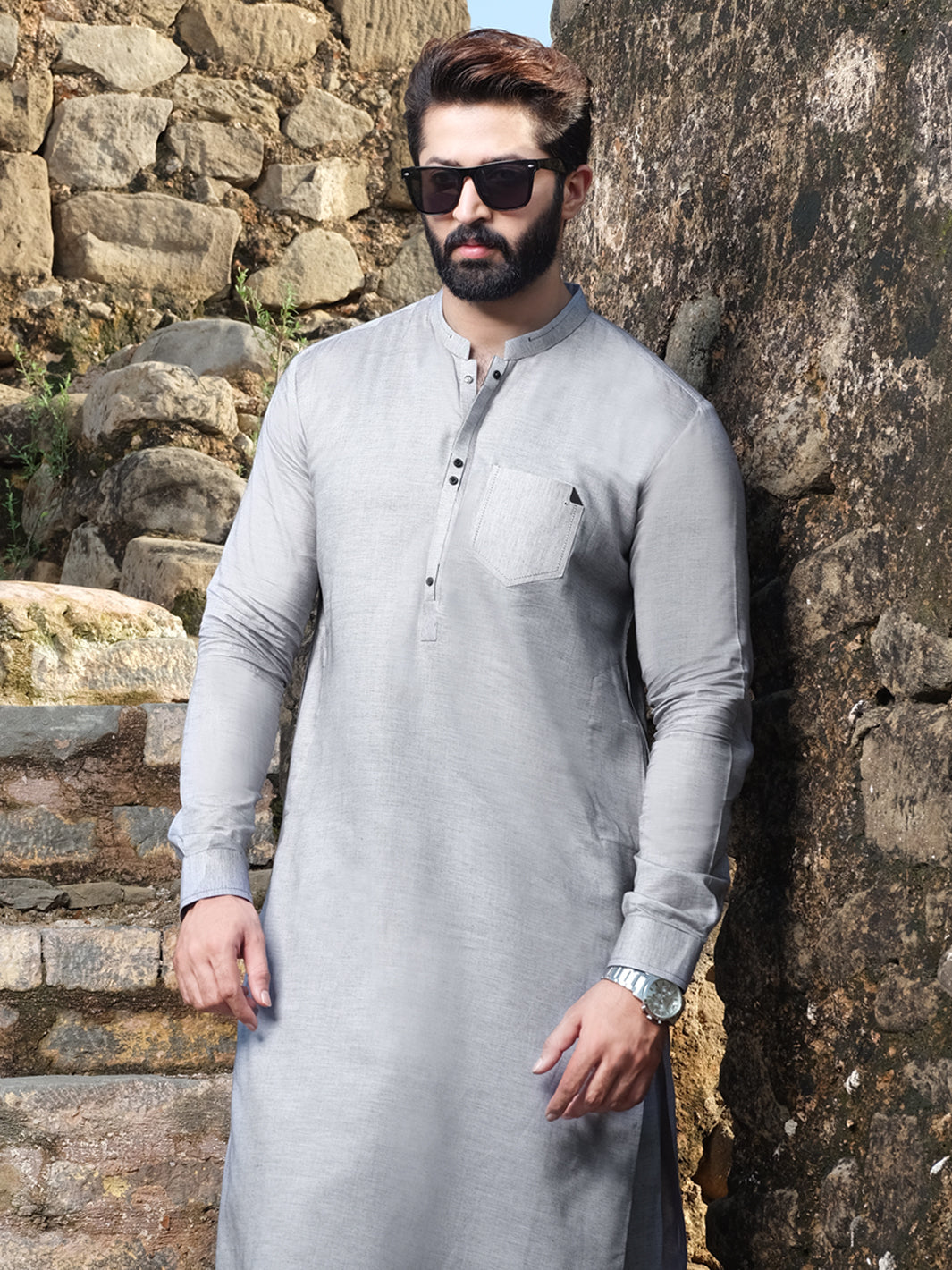 Grey Blended Kameez Shalwar - AL-KS-2534