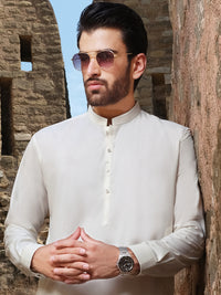 Off White Blended Kameez Shalwar - AL-KS-2539
