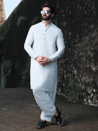 White Blended Kameez Shalwar - AL-KS-2540