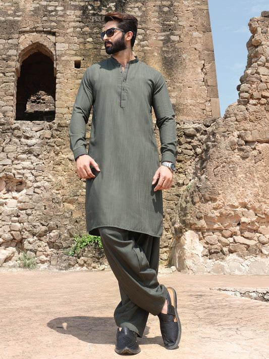 Green Blended Kameez Shalwar - AL-KS-2550