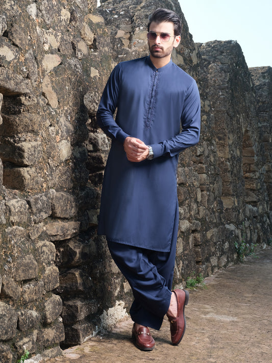 Blue Blended Kameez Shalwar - AL-KS-2558