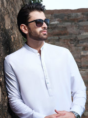 White Blended Kameez Shalwar - AL-KS-2562