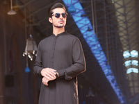 Dark Grey Blended Kameez Shalwar - AL-KS-2565