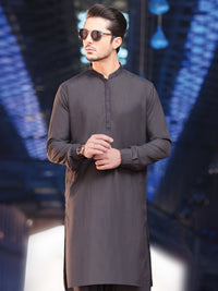 Dark Grey Blended Kameez Shalwar - AL-KS-2565
