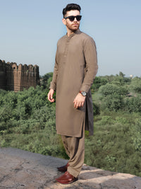Brown Blended Kameez Shalwar - AL-KS-2566