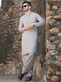 Grey Blended Kameez Shalwar - AL-KS-2570