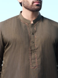Olive Green Blended Kameez Shalwar - AL-KS-2572