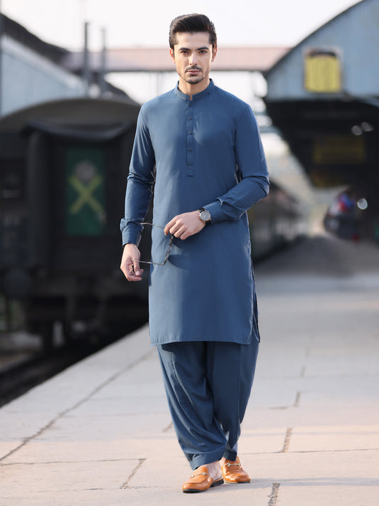 Blue Blended Kameez Shalwar - AL-KS-2579