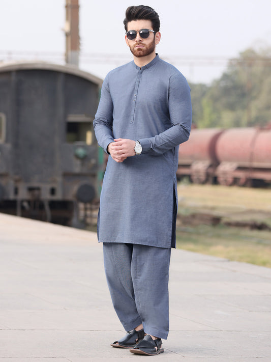 Blue Blended Kameez Shalwar - AL-KS-2590