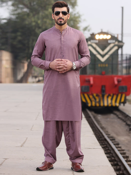 Plum Blended Kameez Shalwar - AL-KS-2593