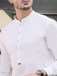 White Blended Kameez Shalwar - AL-KS-2598