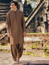 Brown Blended Kameez Shalwar - AL-KS-2830