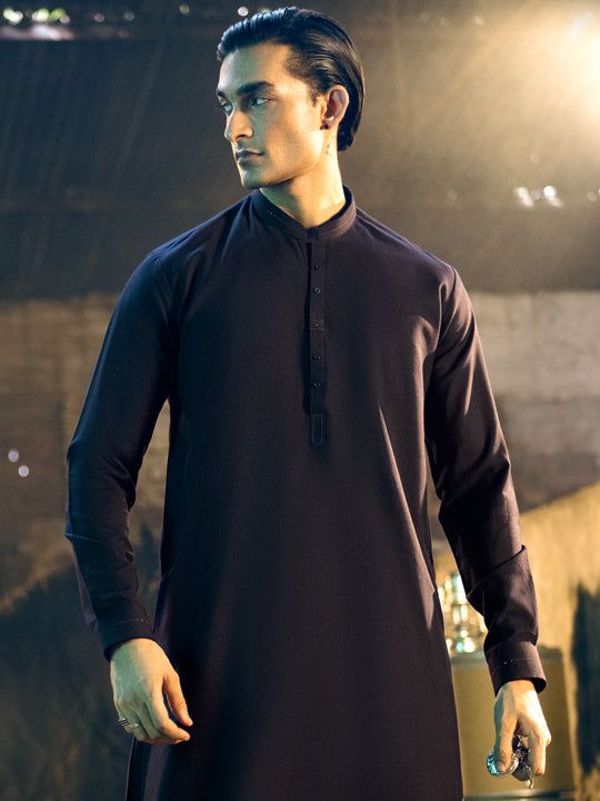 Midnight Blue Blended Kameez Shalwar - AL-KS-2842