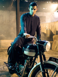 Midnight Blue Blended Kameez Shalwar - AL-KS-2842