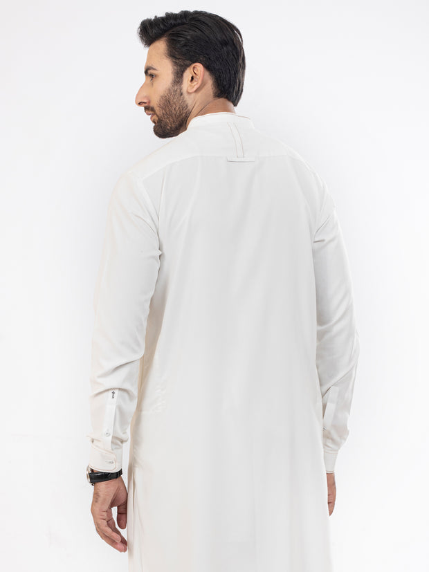 White Blended Kameez Shalwar - AL-KS-2849