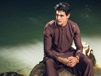 Brown Blended Kameez Shalwar - AL-KS-2893