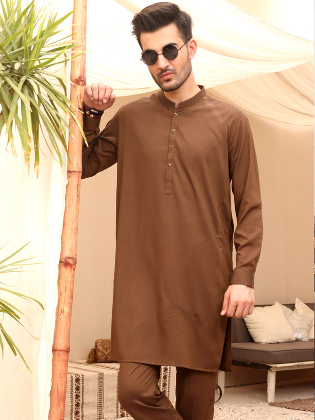 Brown Cotton Kurta Trouser - AL-KT-2632