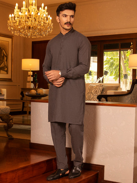Grey Blended Kurta Trouser - AL-KT-2686