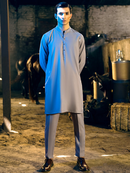 Light Green Blended Kurta Trouser - AL-KT-2733