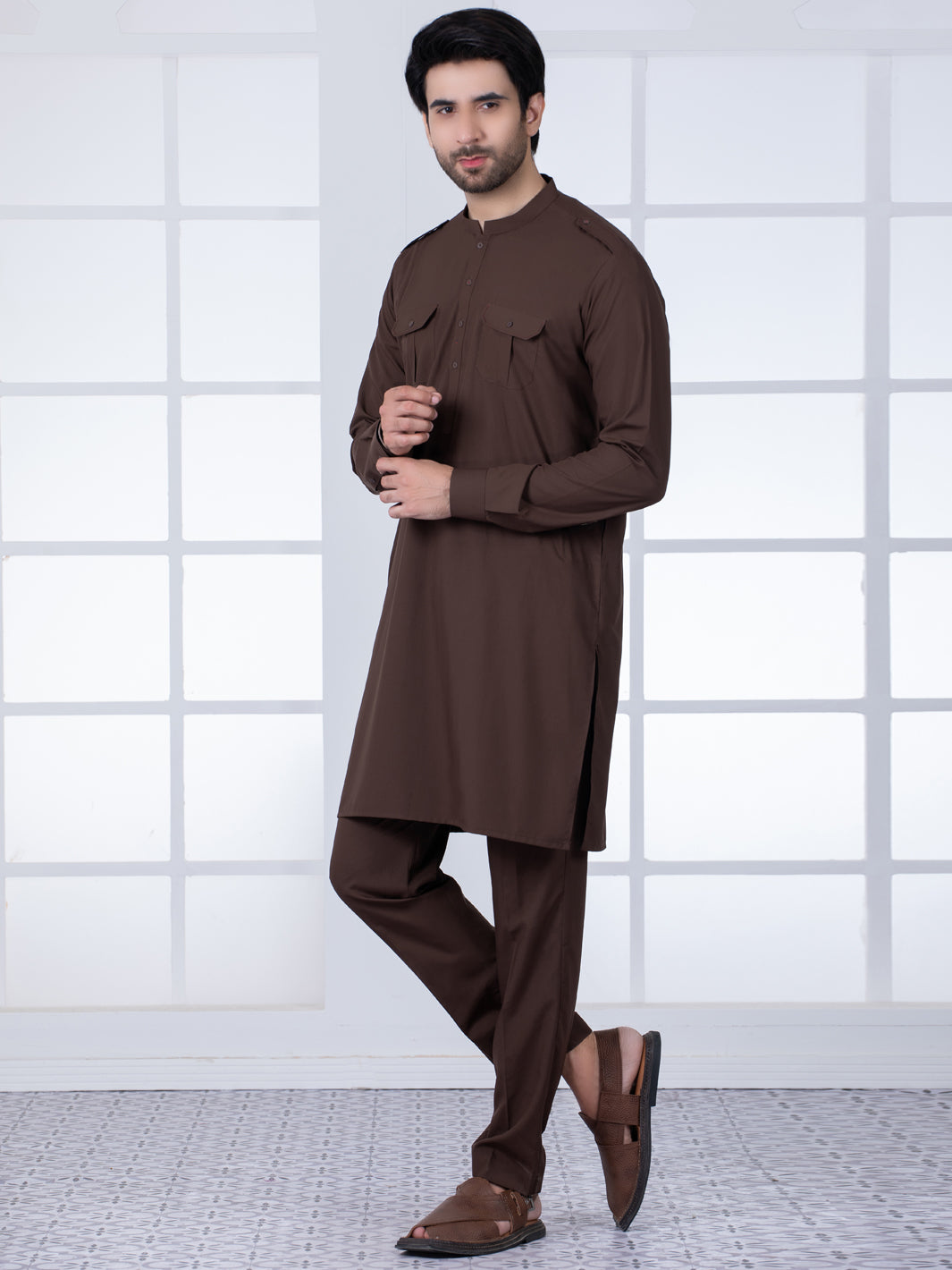 Brown Blended Kurta Trouser - AL-KT-2810