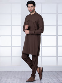 Brown Blended Kurta Trouser - AL-KT-2810