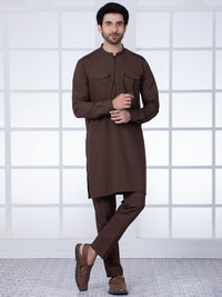 Brown Blended Kurta Trouser - AL-KT-2810