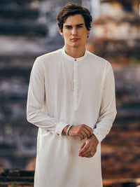 White Blended Kurta Trouser - AL-KT-2829
